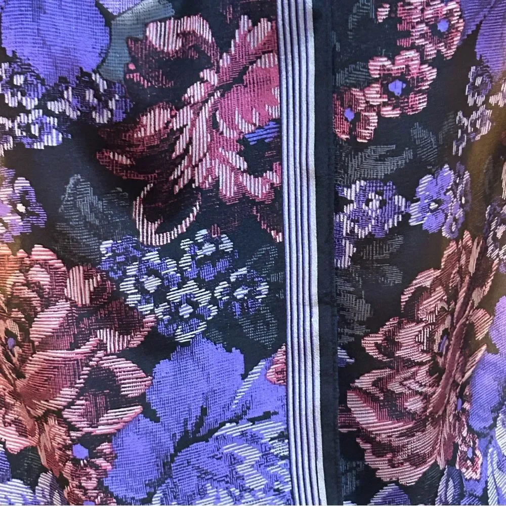 Elaine Gold Beautiful Purple Floral Silk Scarf